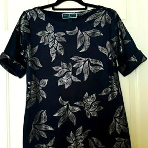 Karen Scott Navy Blue and Silver dress. Size Medium
